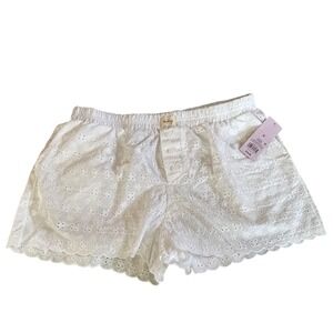 Wild Fable White Eyelet Lace Boxer Shorts Size M Elastic Waist Button Fly NWT